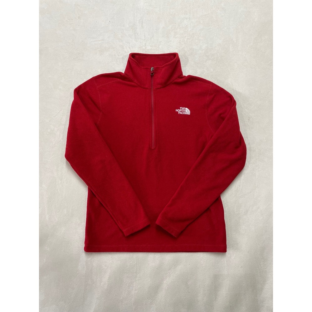 The North Face Mens TKA 100 1/4 Zip Fleece Pullover Red Medium Regular Fit
